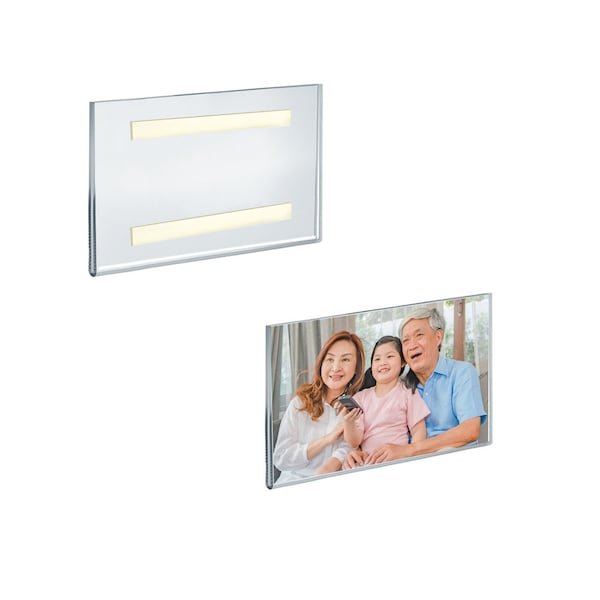 Clear Acrylic Wall Artwork and Photo Frame with Tape 7'' W X 5'' H - Portrait / Vertical, 2PK
